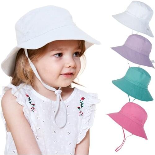 Summer Baby Hat for Girls Boys Kids Bucket Hat Spring Autumn Travel Beach Hat Baby Cap Sun Hats with Windproof Rope 16 Colors
