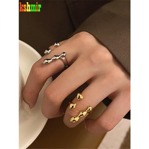 Kshmir Exaggerated geometry ring femininity refined girl index finger metal copper ring lava ring girl jewelry gift 2021