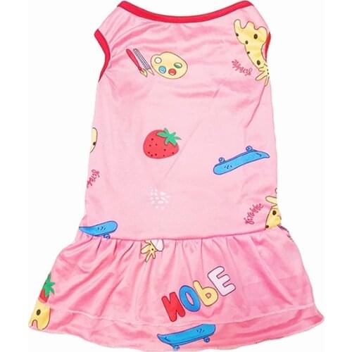 Cute Cartoon Printed Dog Dress Pet Skirts Sweet Soft clothes for small dogs Puppy summer clothes for yorkies Dress for Dogs