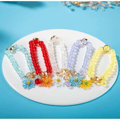 Multicolor Crystal Glass Alloy Pendant Beaded Bracelet Flower Fashion Jewelry Dropshipping #82595