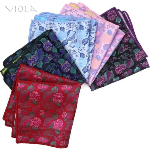 Fashion Floral Jacquard Blue Pink Red Polyester Men Casual Pocket Square Wedding Patry Suit Dress Handkerchief Hankies Accessory