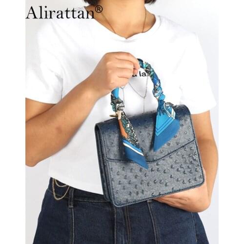 Alirattan New Ostrich PU Leather Crossbody Bag For Women Fashion Design High Quality Shoulder Bag Trendy Saudi Arabia Handbags