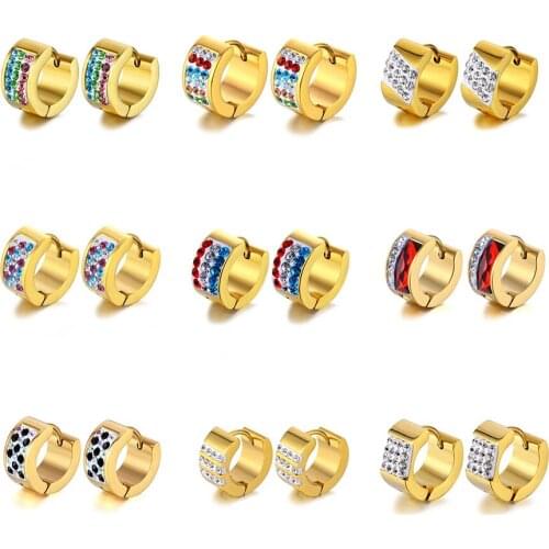 2020 New Stainless Steel Mirco AAA CZ Crystal Gold Small Hoop Earings For Women Girl Fashion Wedding Wholesale Jewellery Gift