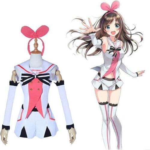 New Kizuna AI Virtual Cosplay Youtuber AIChannel Kizuna AI Cosplay Costume Super AI Cosplay Full Sailor Jacket Shorts skirt