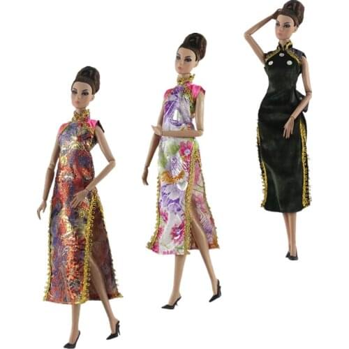 Chinese Style Qipao 11.5" Doll Clothes for Barbie Clothes Outfits Fashion Princess Dresses Party Gown 1/6 BJD Dolls Accessories