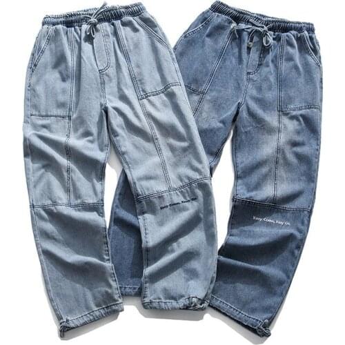 Straight Loose Jeans Mens 2020 New Autumn Loose Falling Trend Stitching Daddy Trousers