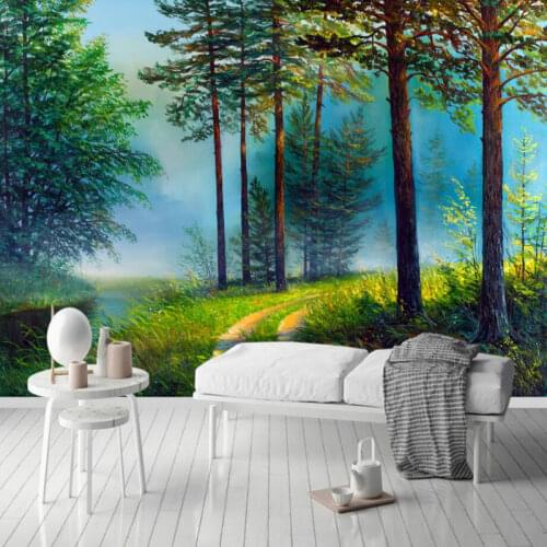 Hand drawn forest river background wallpaper 3d for living room home improvement wallpaper Painting mural silk paper 3d
