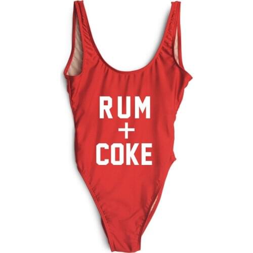 RUM + COKE Women Summer Sexy bodysuit Low back High-cut bathing suits one piece Swimwear beachwear jumpsuit monokini jumpsuit