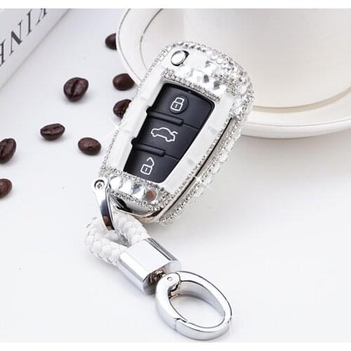 Luxury Diamond Car Styling Car Key Protection Cover Case For Audi C6 A7 A8 R8 A1 A3 A4 A5 Q7 A6 C5 Auto Holder Shell Accessories