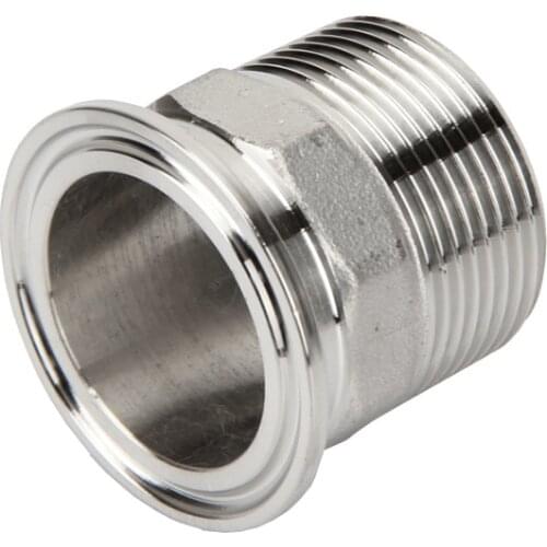Sanitary 11/4 inch (DN32) BSPT Male X 11/2 inch Tri Clamp Adapter SS304 Stainless Steel