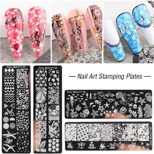 Stamping Nail Art Stamp Plates Flower Leaf Heart Letters Image Geometric Designs Nail Polish Printing Stencil Manicure