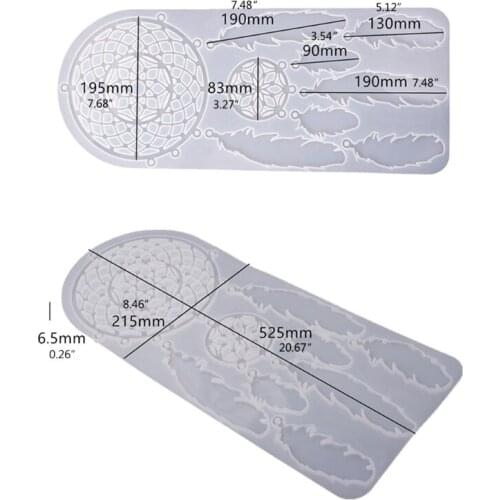 Silicone Mould Dreamcatcher Mould/Pendant Feather Mold/Epoxy Casting Wall Decoration Mold Suitable for DIY Jewelry B03B