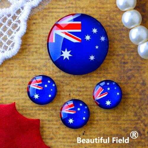 12mm 25mm 14mm 16mm 18mm 20mm Photo Glass Cabochons Round Cameo Set Handmade Settings Stone Australian Flag