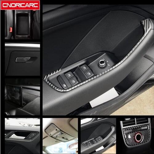 Carbon Fiber Door Handle Decal Strips For Audi A3 8V 2013-2018 Center Console Gear Shift Navigation Frame Decorative Cover Trim