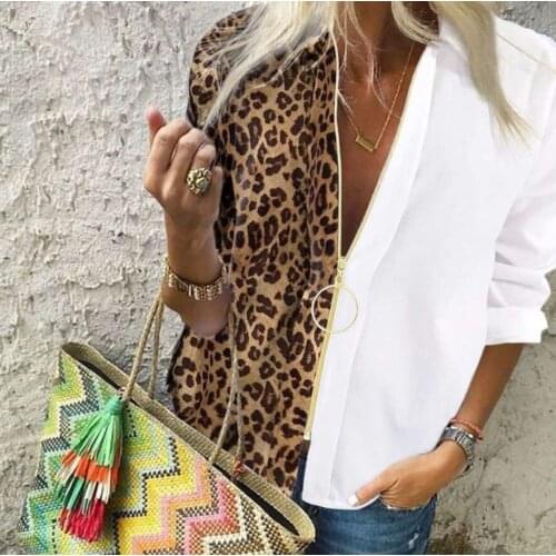 Women Leopard Printed Long Sleeve Shirt Female Tops Loose Blusas 2021 Turn-down Collar Blouse Women Casual Blusas Roupa Feminina