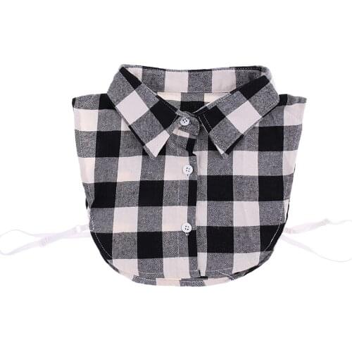 Women Fake collar Cotton Choker Ladies statement Necklaces Blouse - Plaid