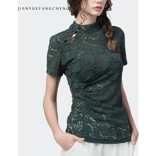 Sexy Skinny Hook Flower Hollow Out Lace Top Women Summer Plus Size Short Sleeve O-Neck Casual All-Match Vintage Bottoming Shirts