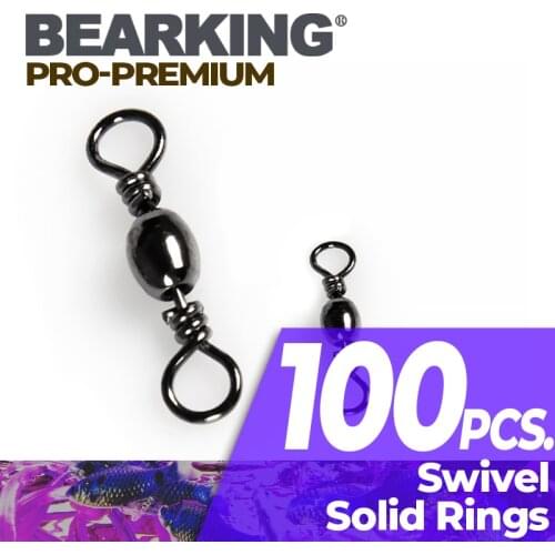 100Pcs bearking Classic Black ew Arrival Nearly Barrel Swivel Solid Rings Fishing Connector Brand Fish Hooks hot model lure
