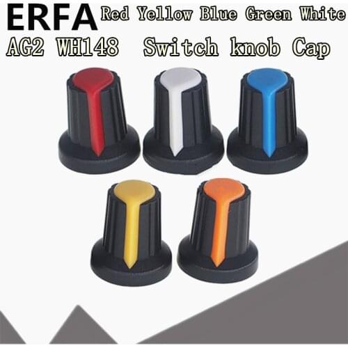1000pcs WH148 Potentiometer Switch knob Cap Plastic Knob Plum Handle 15X17mm AG2 Handle 6MM BLACK RED YELLOW ORANGE WHITE