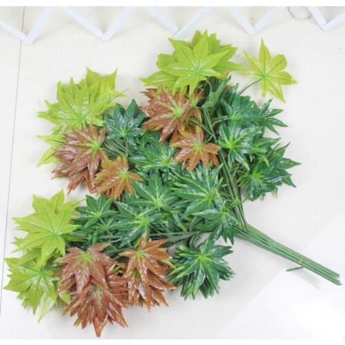 12pcs Artificial multicolour Maple Leaf Branch For Plant Wall Background Wedding Home Hotal Office Bar Decorative