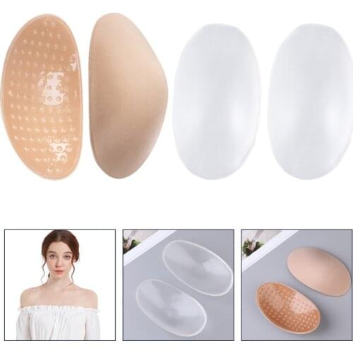 2 Pairs Silicone Shoulder Push-Up Pads Reusable Self-Adhesive Non-Slip Shoulder Enhancer Cushion Clothing Sewing Accessories