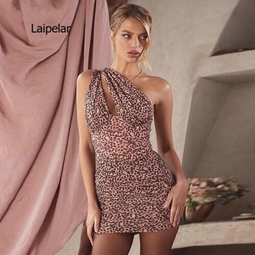 2021 New Sexy Sleeveless Design Leopard Print Party Club Street Commuting Office Chiffon Dress