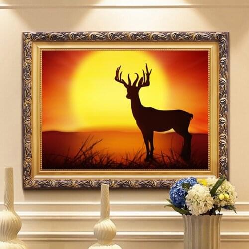 5D DIY Diamond Painting Deer Sunset Scenery Embroidery Cross Stitch Kits Animal Mosaic Crystal Pictures Home Decor Gifts