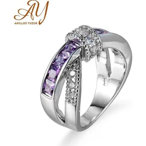 Anillos Yuzuk Silver 925 Jewelry Pouple Amethyst Stone Rings For Women Vintage 925 Sterling Silver Engagement Wedding Jewelry