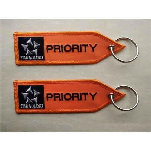 Star Alliance Priority Custom Logo Embroidery Fabric Keychain