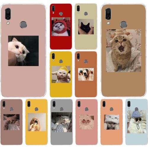 18AS Cute cat Soft Silicone Tpu Cover phone Case for huawei Honor 8 8a Prime 8s 8x 8 lite 9 9x 9 lite 10 10i 10 lite