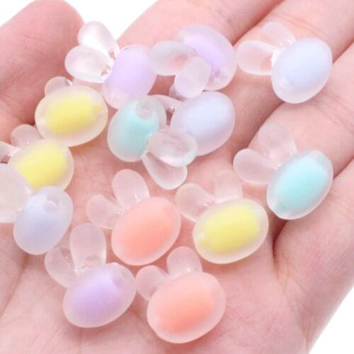 CHONGAI 20Pcs Acrylic Matte Rabbit Beads Rainbow Spring Color Beads For Jewelry Making DIY Necklace Crafts Beads Accessories