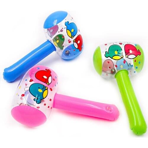 PVC Kids Safe Inflatable Hammer Cartoon Pattern Toddler Air Hammers Toys Random Color Children Party Game Interaction Bell Toys