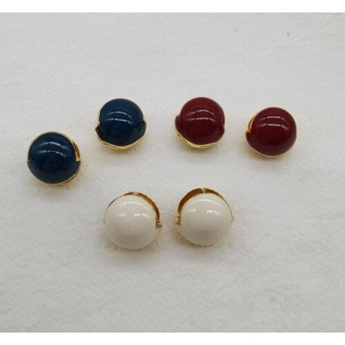 European and American French retro golden enamel ball earrings female new trendy temperament net red earrings cold wind jewelry