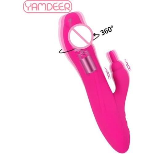 G Spot Dildo Rabbit Vibrator Masturbator Rechargeable Rotation 10 Speeds Double Vibrating Vagina Vibe Adult Sex Toys for Women