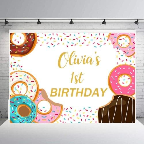 BEIPOTO Donut themed backdrop birthday party background Baby shower customize Kids dessert table banner photo stuido booth B-271