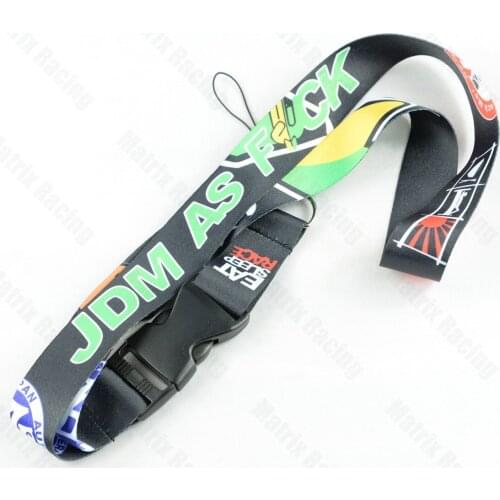 JDM Style JDM As Fck Cellphone Lanyard JDM Racing Car Keychain ID Holder Mobile Neck Strap with Quick Release