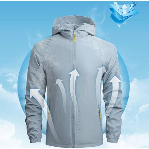 2021 Summer New Ultra-thin Hooded Jacket Men Large Size M-4XL Casual Solid Color Outdoor Sports Sun Protection Clothing