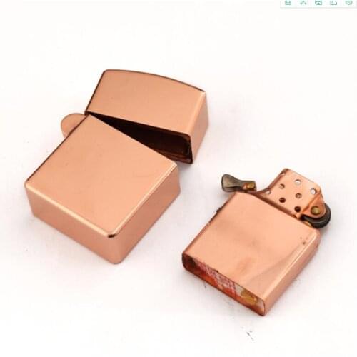 Brass Kerosene Lighter Red Copper Machine Feel Thick Heavy Creative Old Style Wheel Ignition Smoking Tool Smoker Gift