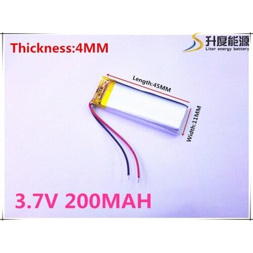 Polymer battery 200 mah 3.7V 401145 smart home MP3 speakers Li-ion battery for dvr,GPS,mp3,mp4,cell phone,speak