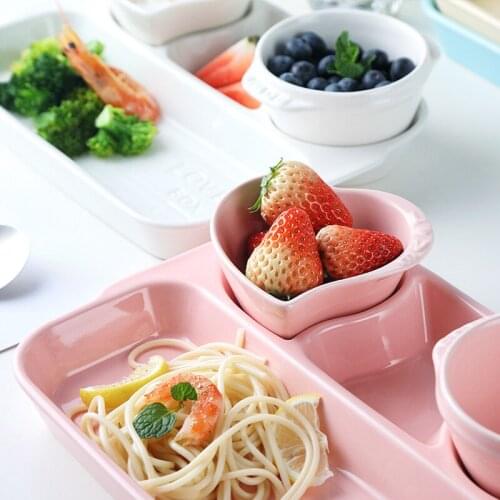 Cute Small Ceramic Love Small Bowl Single Pudding Bowl Dessert Bowl Creative Microwave Oven Baking Small Bowl dinner plates