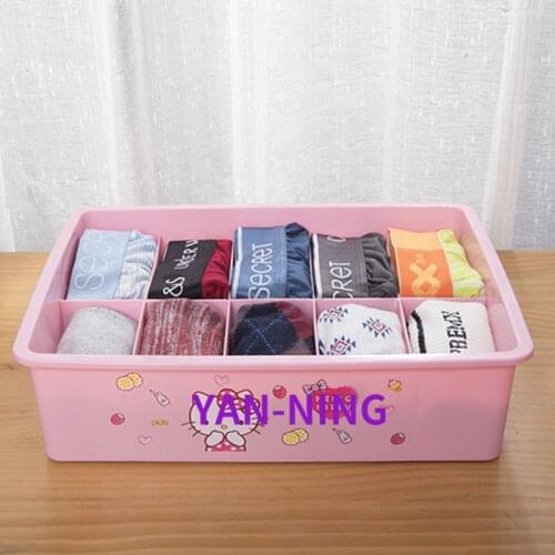Cute Cartoon Home Socks Dust-Clean Box Storage Box Can Be Superimposed With a Compartment With Cover Underwear Storage Box