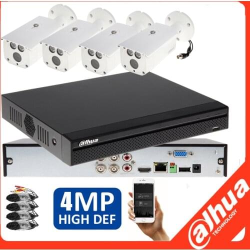 MUTIL language Dahua 1080P CVI System XVR5104HS-i3 CAMERA Kit with 4Pcs 4MP HAC-HFW1400DP bullt Camera CCTV System