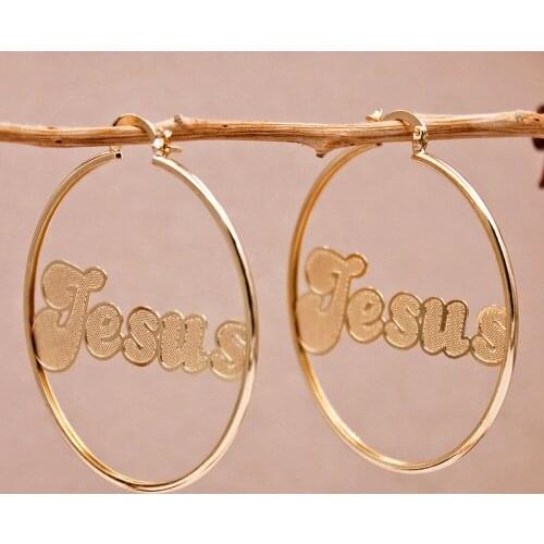 Trendy Gold Copper Plated Round Hoop Earrings With Letter For Women Girls Fashion Jewelry Accessories Wedding Party GiftGif