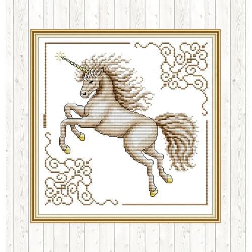 Unicorn Counted Cross-stitch Kits for Embroidery Printed Canvas Aida Fabric 14CT DMC Cotton Thread DIY Cross-stitch Needlework