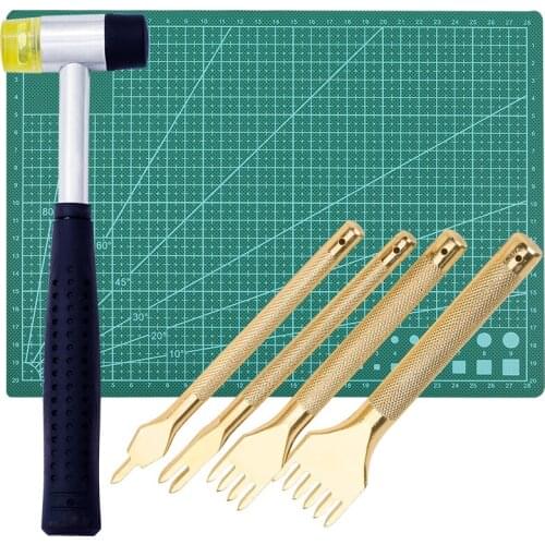 Leather Tool Set A4 PVC Cutting Pad Cutting Board Patchwork Sewing Tool And 4mm Pitch Leather Punching Tool For DIY Leather Craf