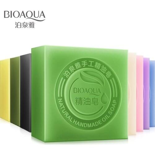 BIOAQUA Natural Essential Oil Soap Handmade Remove Acne Face Soap Bath Soap Bamboo Charcoal Soap Goat Milk Soap Honey Soap 100g