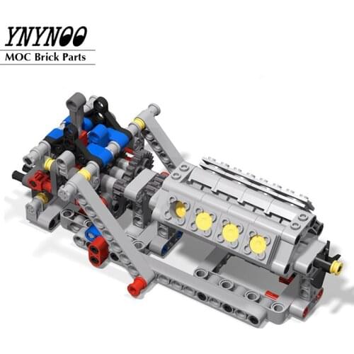NEW Mechanical Powers Technical Sequential Gearbox 4 Speed Matched V8 Engine Cylinder MOC Building Block Bricks DIY Toys Model