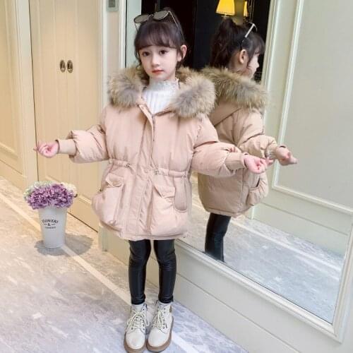 Girls' Coat Babys Kids Down Jacket 2021 Fuzzy Thicken Spring Autumn Top Cardigan Overcoat Long Sleeve Cotton Childrens Clothin