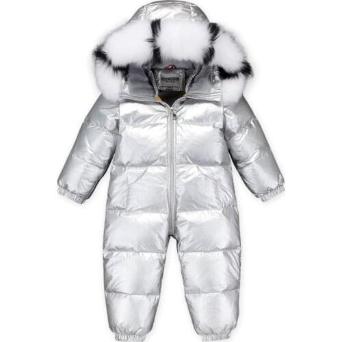 Baby down coat fur hooded onesie coat jacket for 9-36month babies newborn thick toddler Winter snowsuit baby outerwear