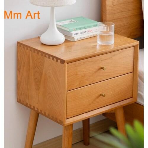 Nordic Bedside Table Simple Cherrywood Storage Small Corner Cabinet Solid Wood Bedside Cabinet